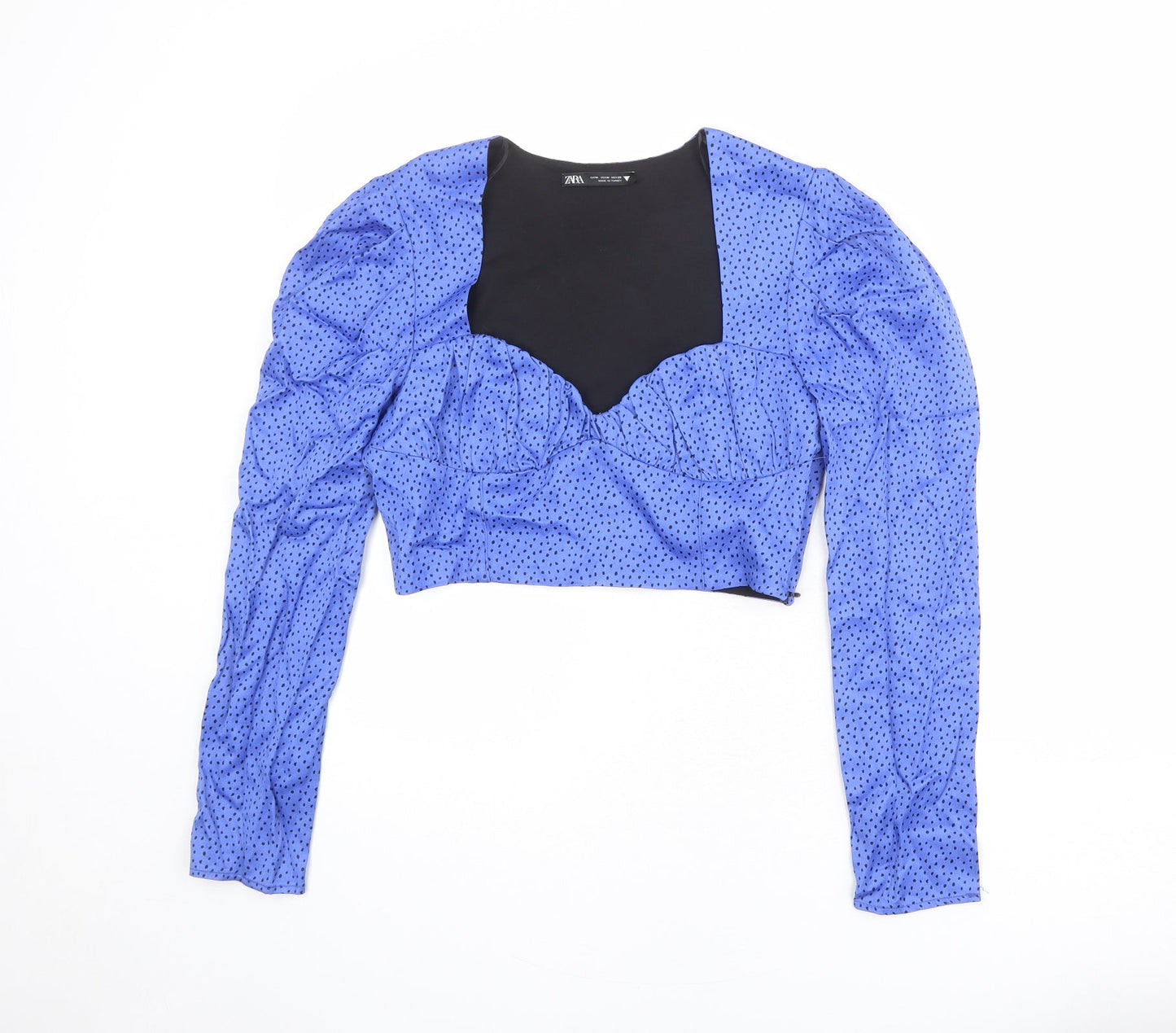 Womens UK Size M Zara Blue Cropped Blouse