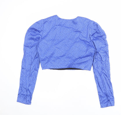 Womens UK Size M Zara Blue Cropped Blouse