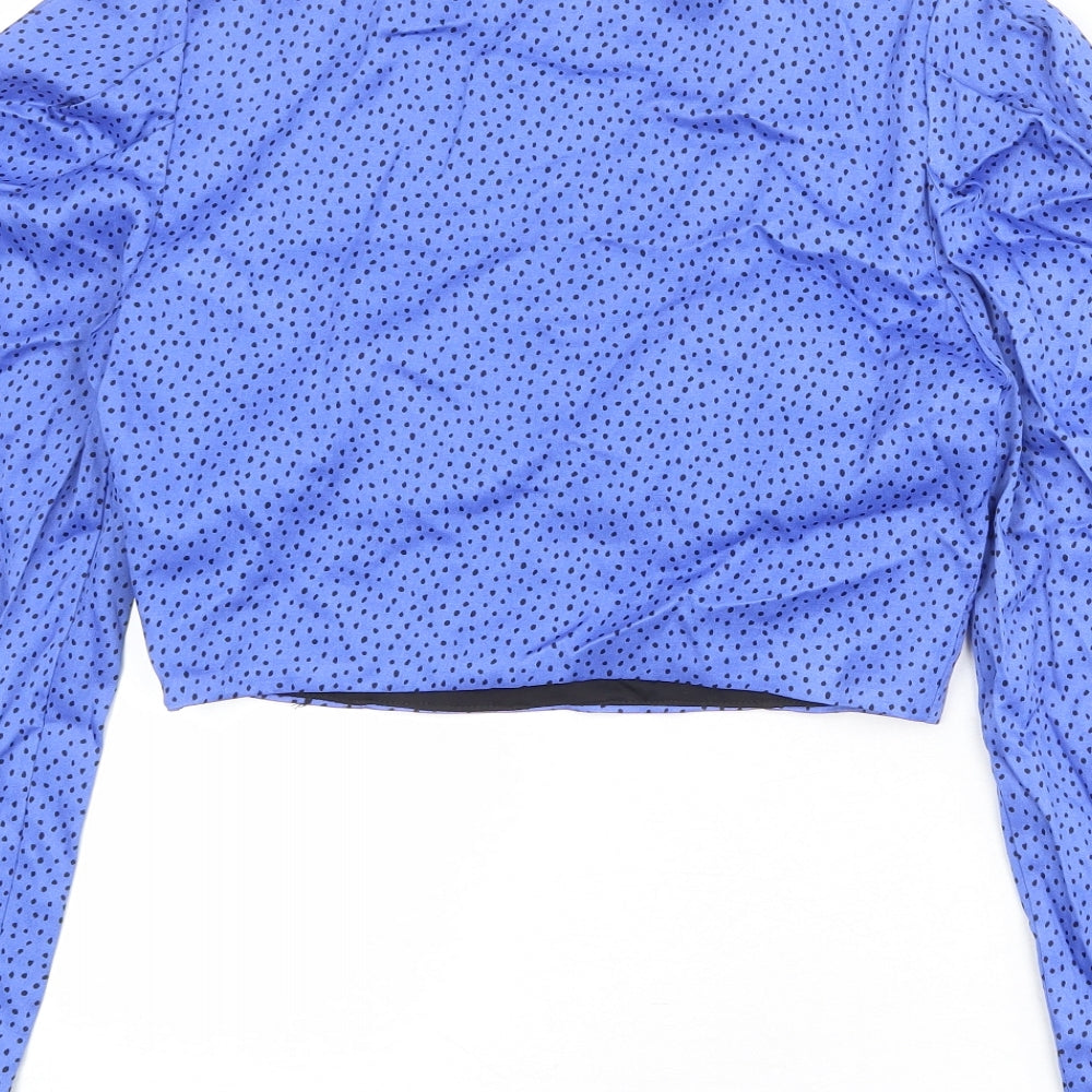 Womens UK Size M Zara Blue Cropped Blouse