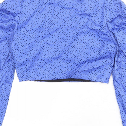 Womens UK Size M Zara Blue Cropped Blouse