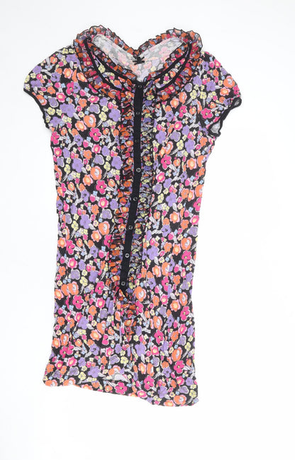 NEXT Womens Multicoloured Floral Viscose Shift Size 16 Round Neck Button