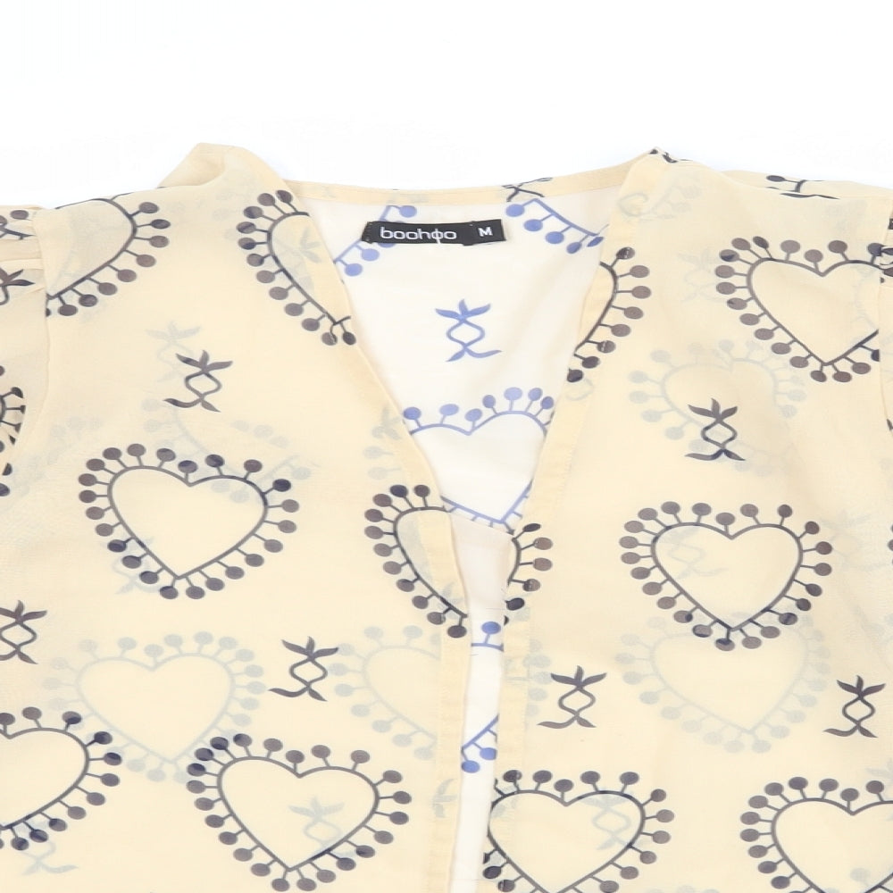 Womens UK Size M Boohoo Beige Basic Blouse