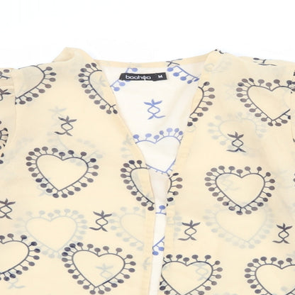 Womens UK Size M Boohoo Beige Basic Blouse