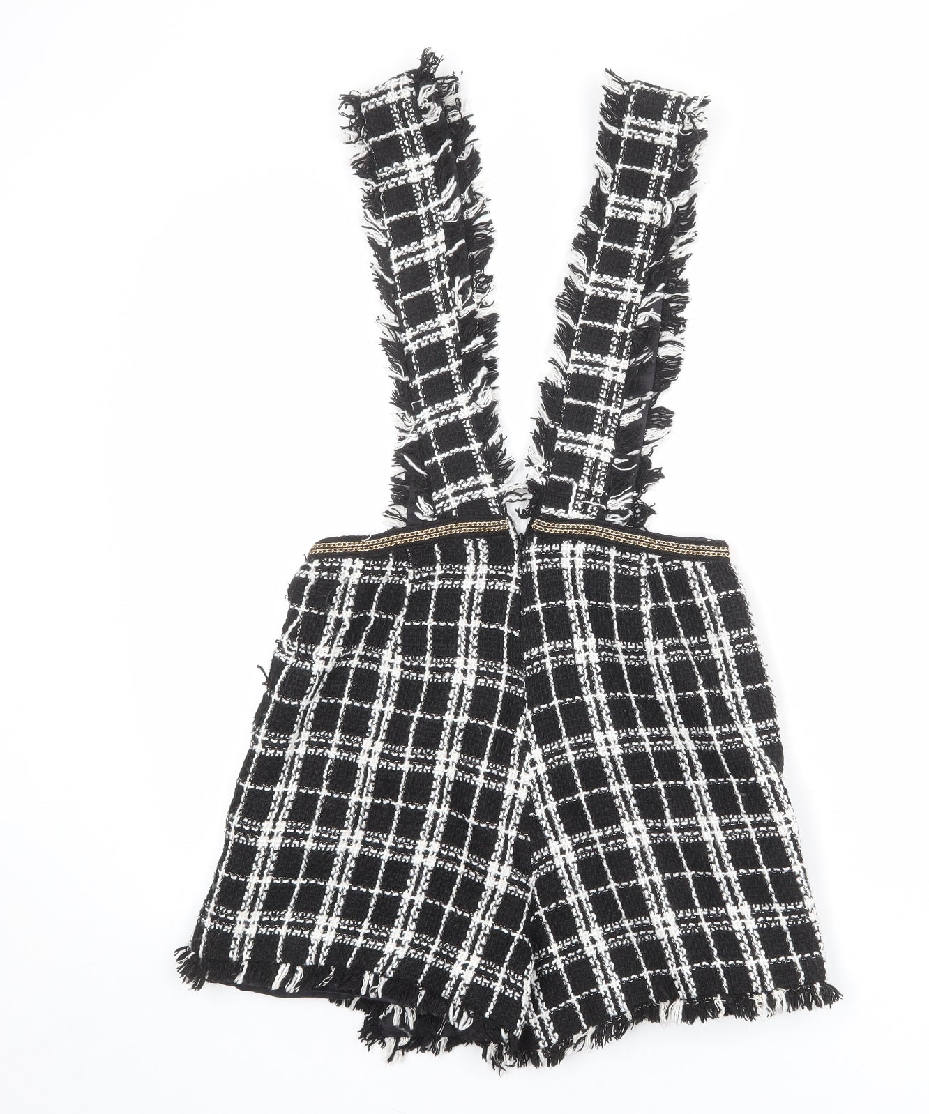 Rebellious Womens Black Plaid Polyester Playsuit One-Piece Size 10 L3 in Zip