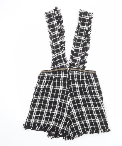 Rebellious Womens Black Plaid Polyester Playsuit One-Piece Size 10 L3 in Zip