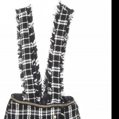 Rebellious Womens Black Plaid Polyester Playsuit One-Piece Size 10 L3 in Zip