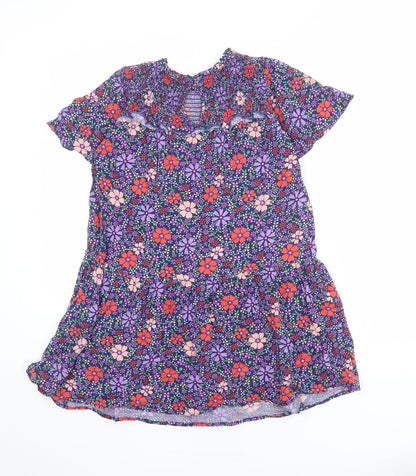 NEXT Girls Multicoloured Floral Viscose Trapeze & Swing Size 10 Years Round Neck Button