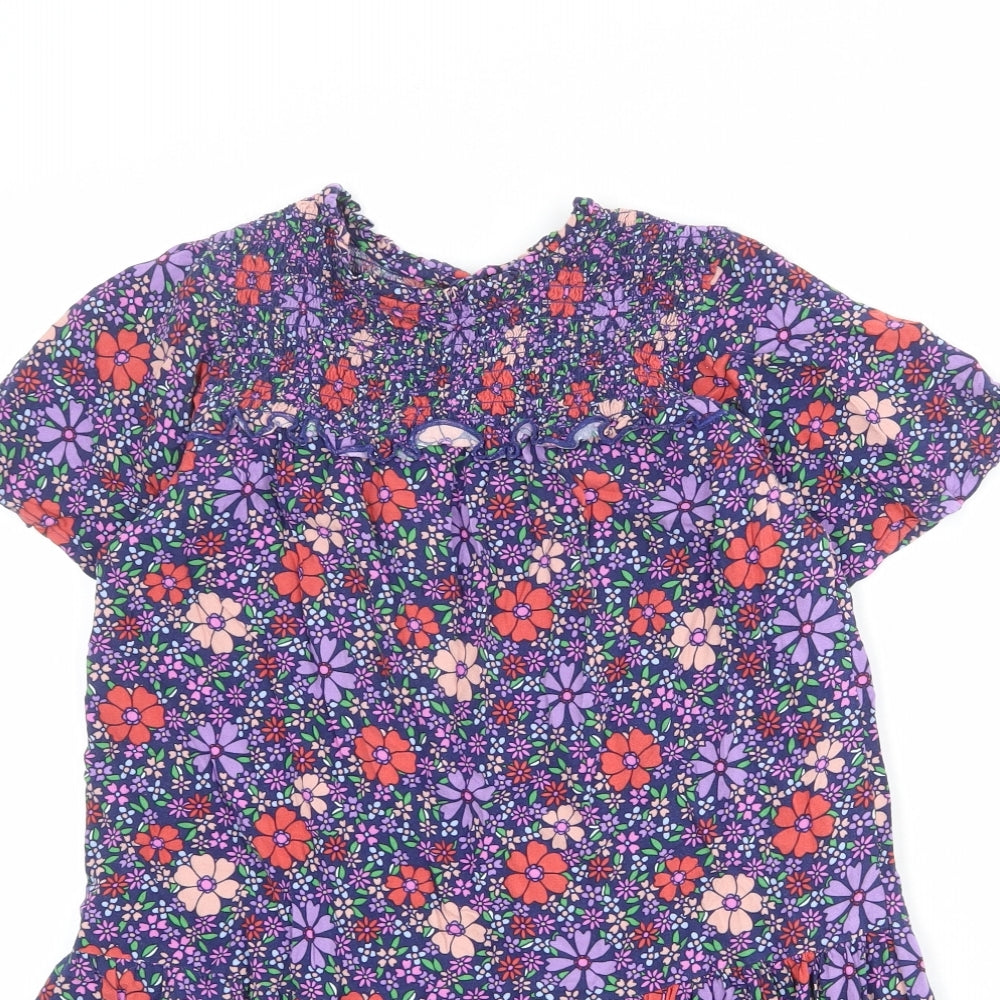 NEXT Girls Multicoloured Floral Viscose Trapeze & Swing Size 10 Years Round Neck Button