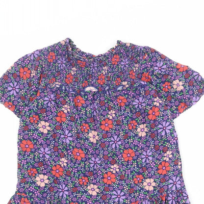 NEXT Girls Multicoloured Floral Viscose Trapeze & Swing Size 10 Years Round Neck Button