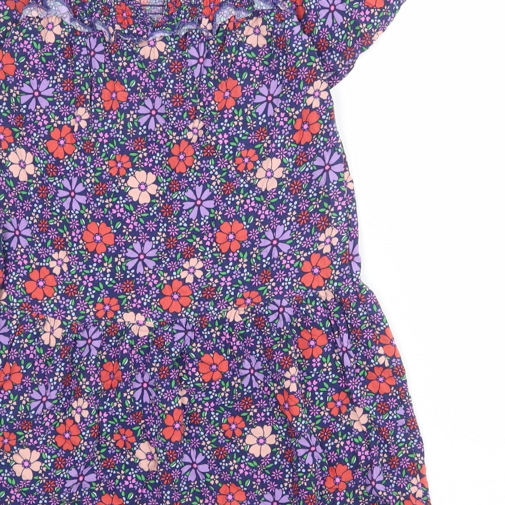 NEXT Girls Multicoloured Floral Viscose Trapeze & Swing Size 10 Years Round Neck Button