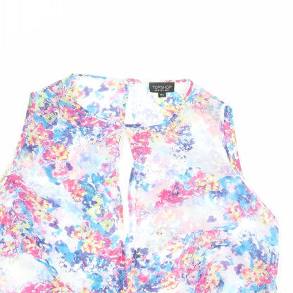 Womens UK Size 10 Topshop Multicoloured Basic Tank