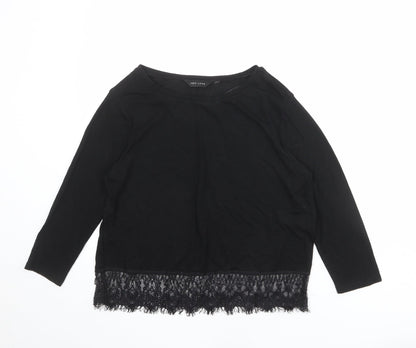 Womens UK Size 10 New Look Black Basic T-Shirt