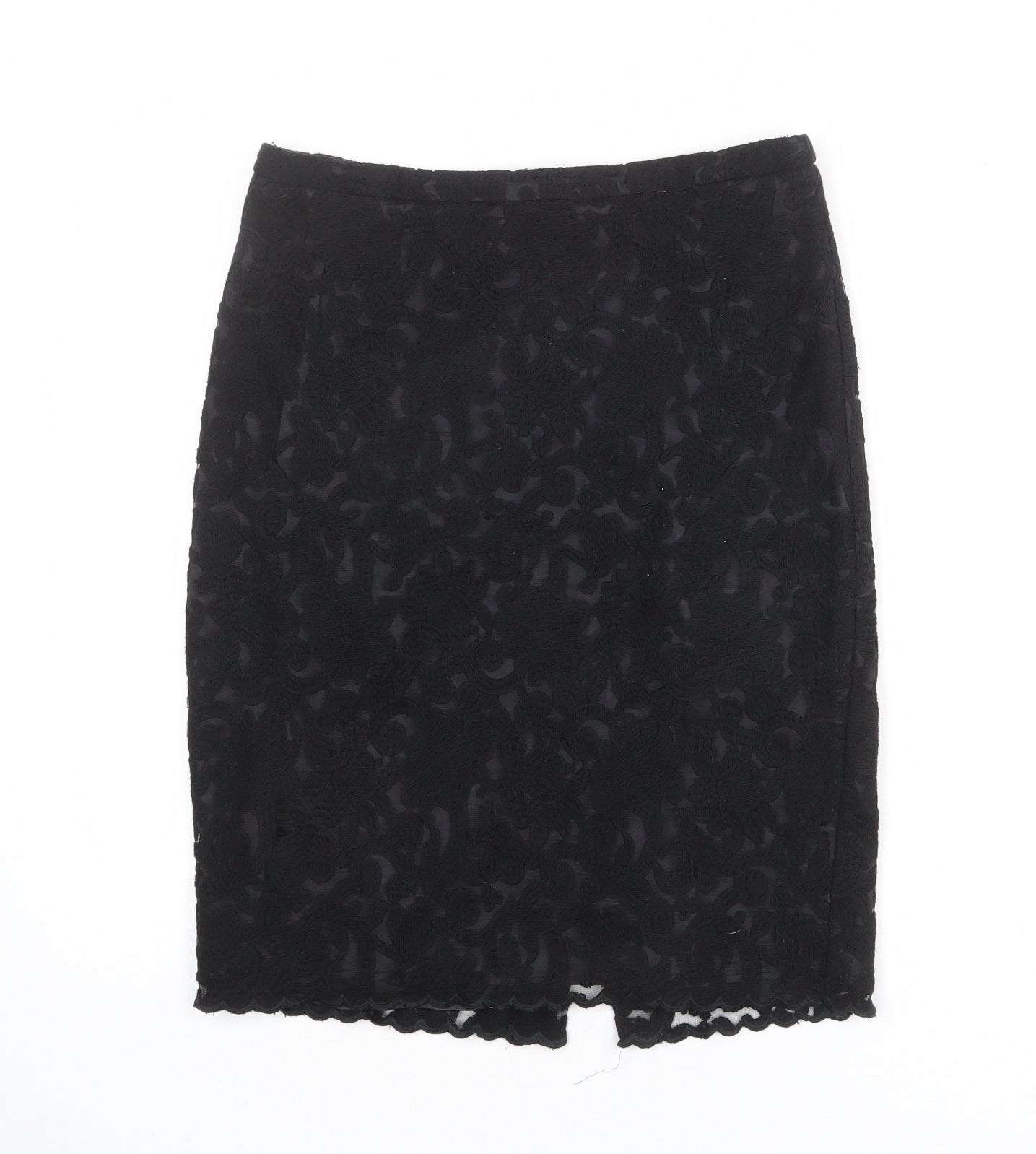 NEXT Womens Black Geometric Polyester Straight & Pencil Skirt Size 10 Zip