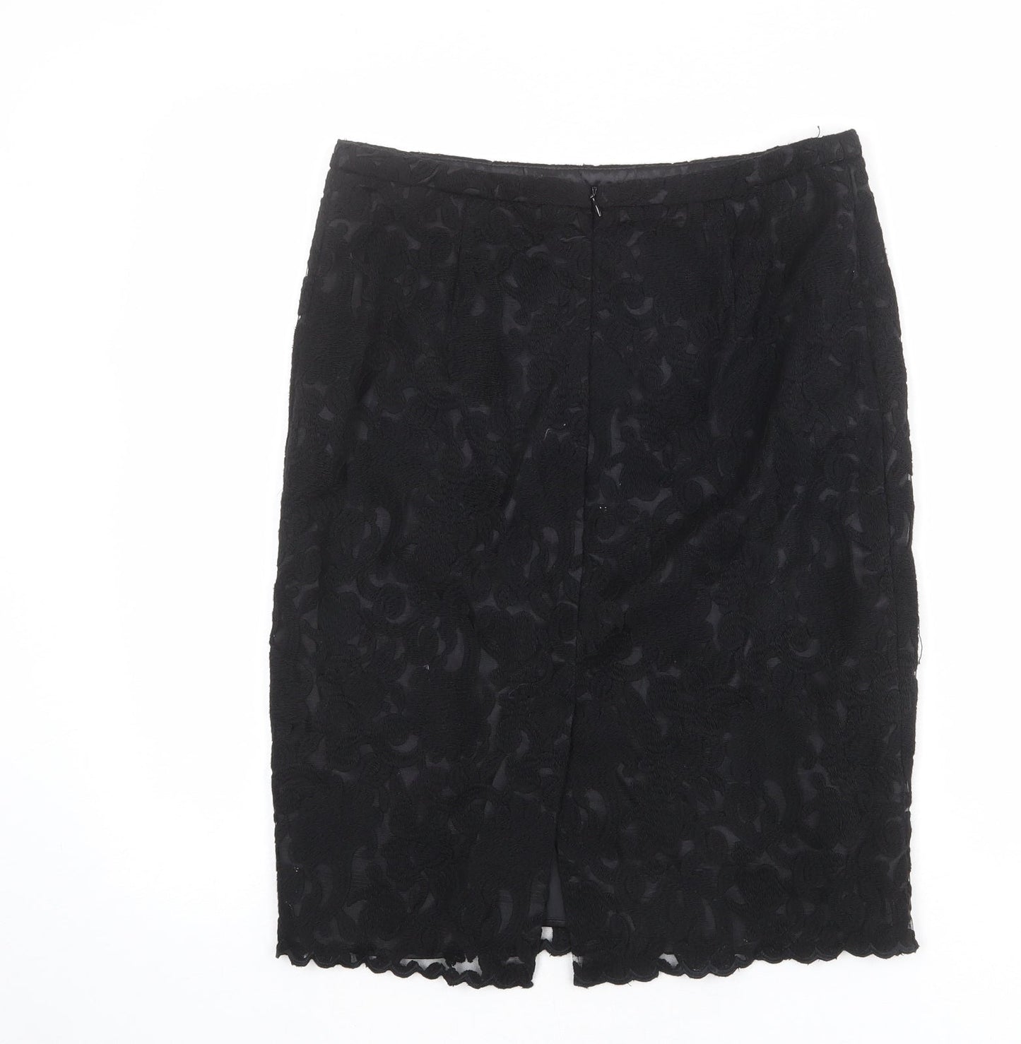 NEXT Womens Black Geometric Polyester Straight & Pencil Skirt Size 10 Zip