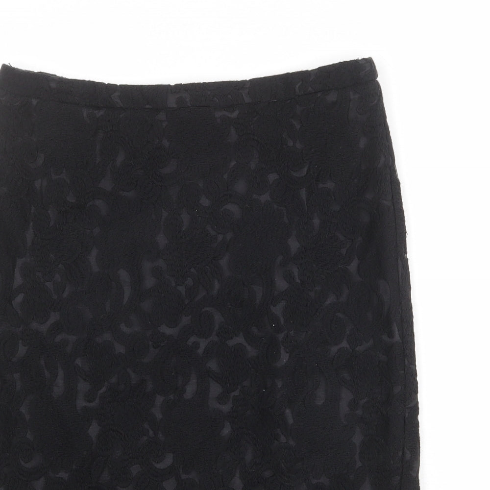 NEXT Womens Black Geometric Polyester Straight & Pencil Skirt Size 10 Zip