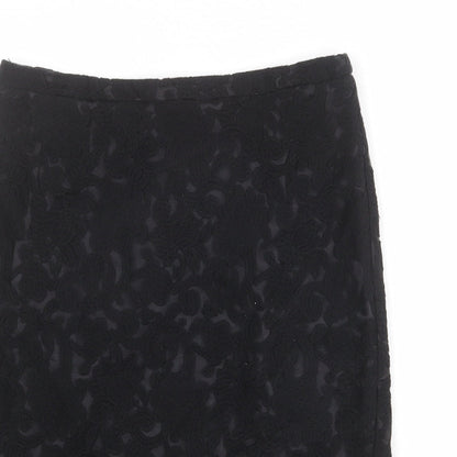 NEXT Womens Black Geometric Polyester Straight & Pencil Skirt Size 10 Zip