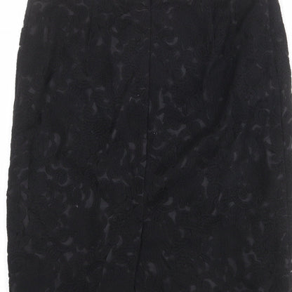 NEXT Womens Black Geometric Polyester Straight & Pencil Skirt Size 10 Zip