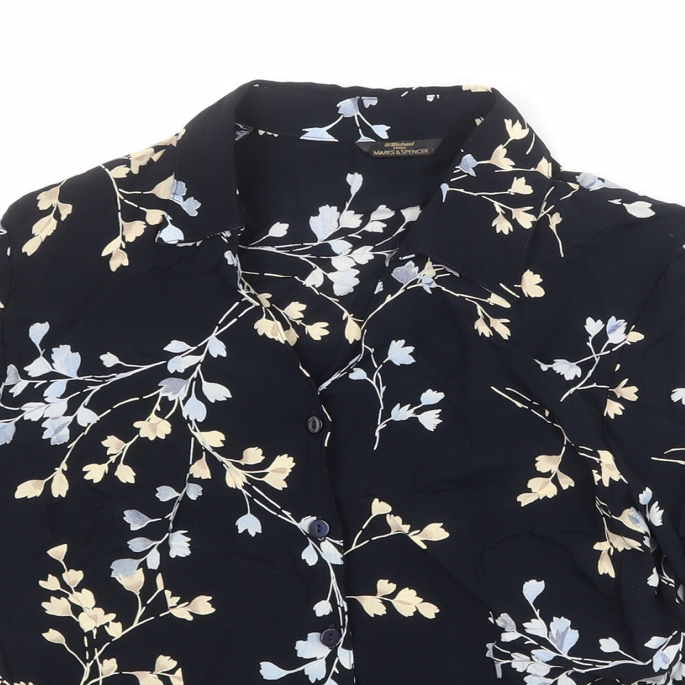 Womens UK Size 14 St Michael Blue Basic Button-Up
