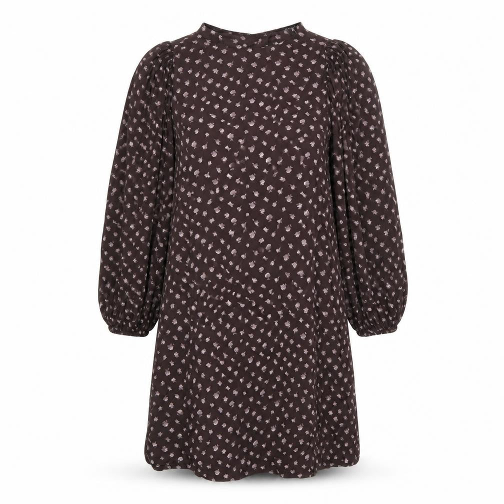 NEXT Womens Brown Geometric Viscose Shift Size 10 Round Neck Button