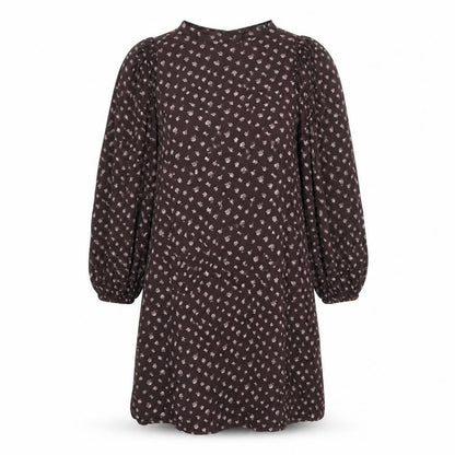 NEXT Womens Brown Geometric Viscose Shift Size 10 Round Neck Button