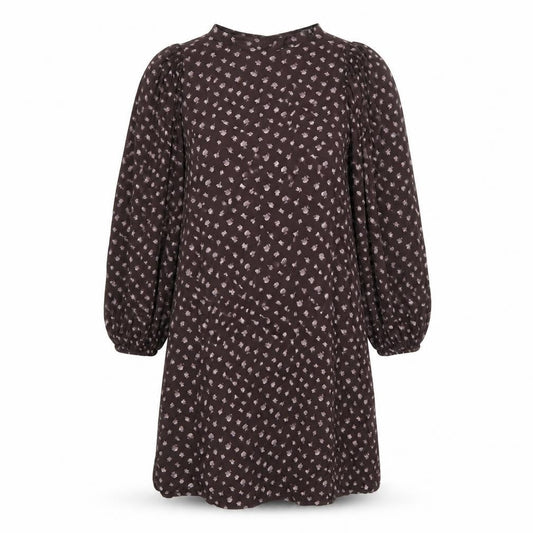 NEXT Womens Brown Geometric Viscose Shift Size 10 Round Neck Button