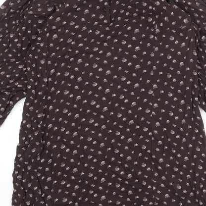 NEXT Womens Brown Geometric Viscose Shift Size 10 Round Neck Button