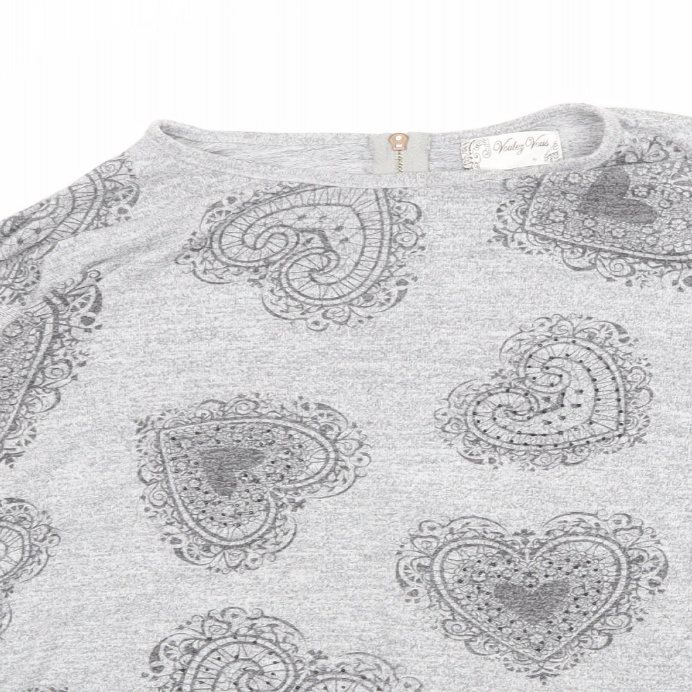 Womens UK Size S Vouley Vous Grey Pullover Jumper