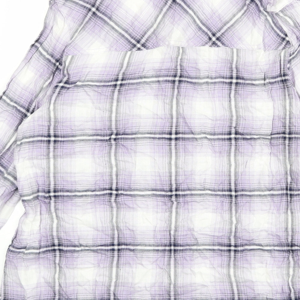 EWM Womens Multicoloured Plaid Viscose Basic Button-Up Size 14 Round Neck