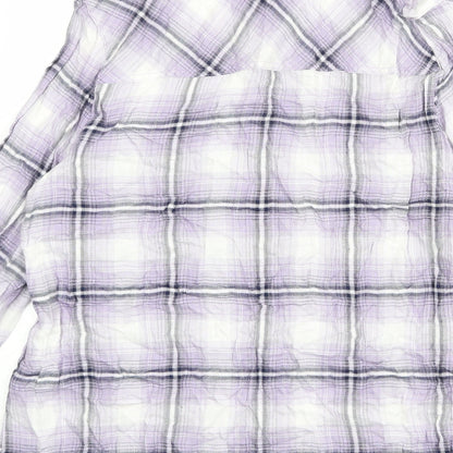 EWM Womens Multicoloured Plaid Viscose Basic Button-Up Size 14 Round Neck