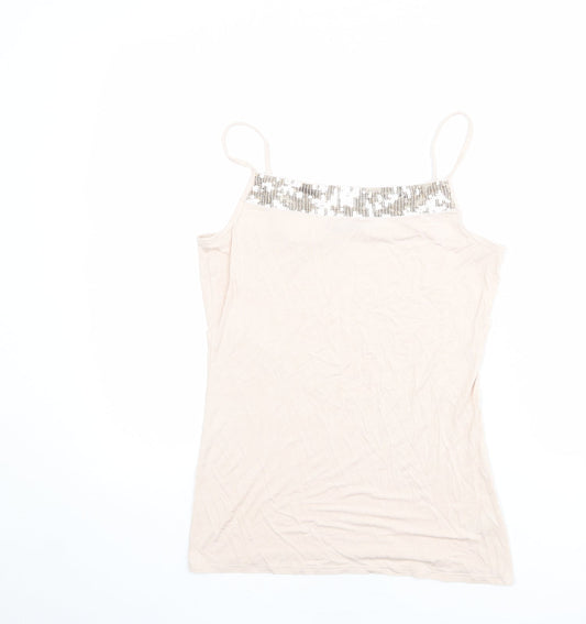 Autograph Womens Pink Viscose Basic Tank Size 14 Square Neck