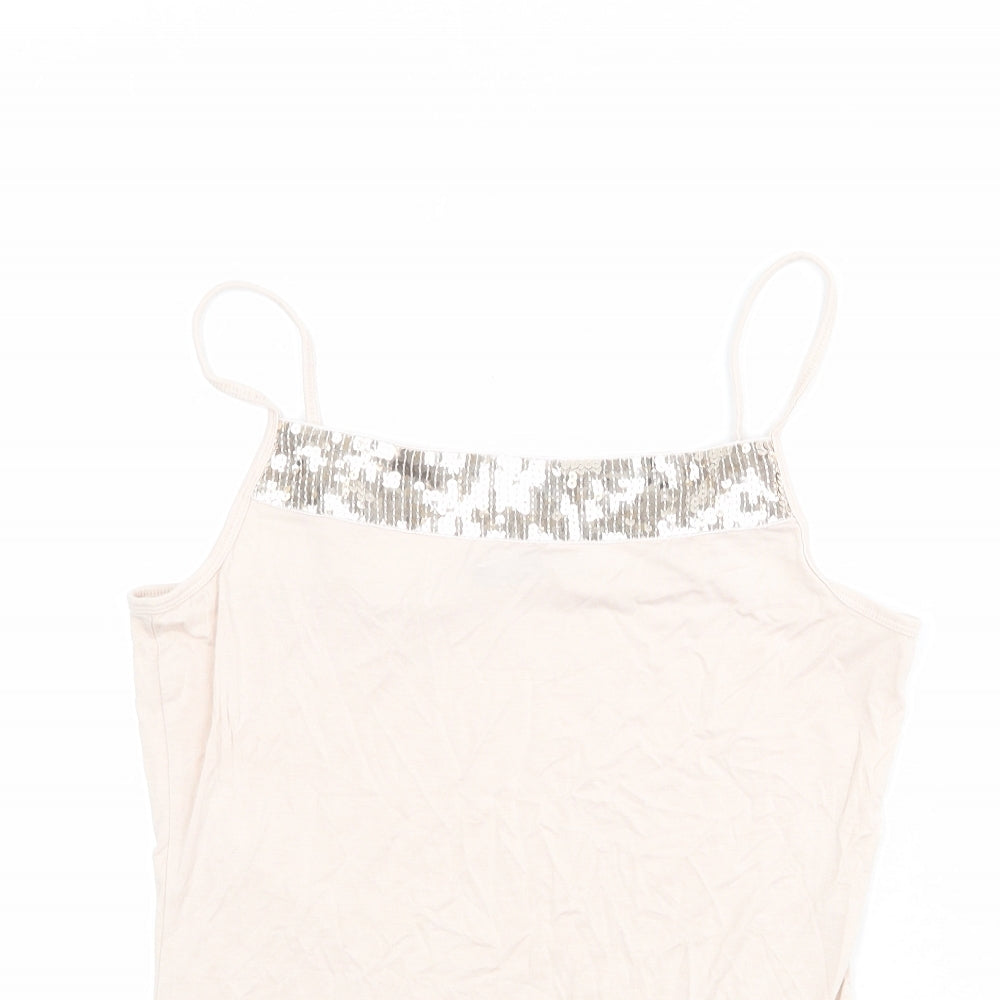 Autograph Womens Pink Viscose Basic Tank Size 14 Square Neck