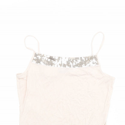 Autograph Womens Pink Viscose Basic Tank Size 14 Square Neck