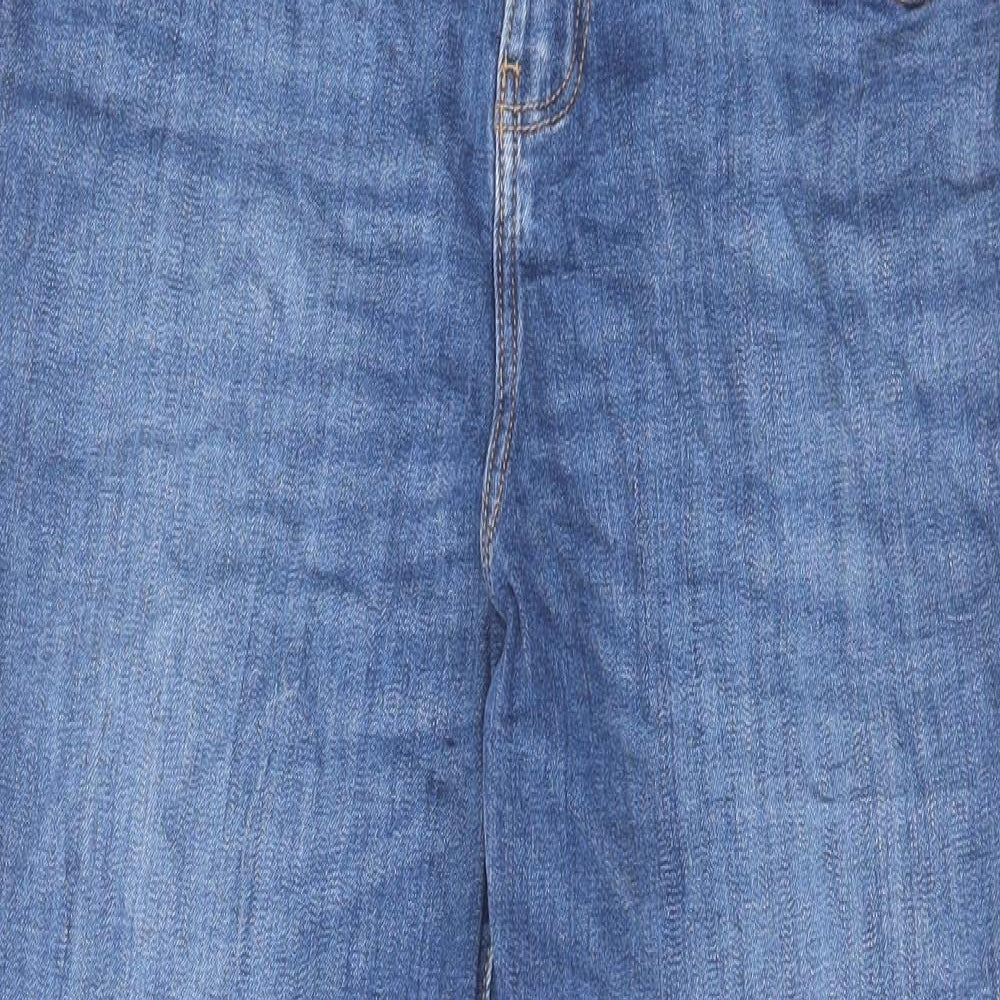 TU Womens Blue Cotton Straight Jeans Size 10 L24 in Regular Zip - Raw Hem