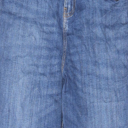 TU Womens Blue Cotton Straight Jeans Size 10 L24 in Regular Zip - Raw Hem