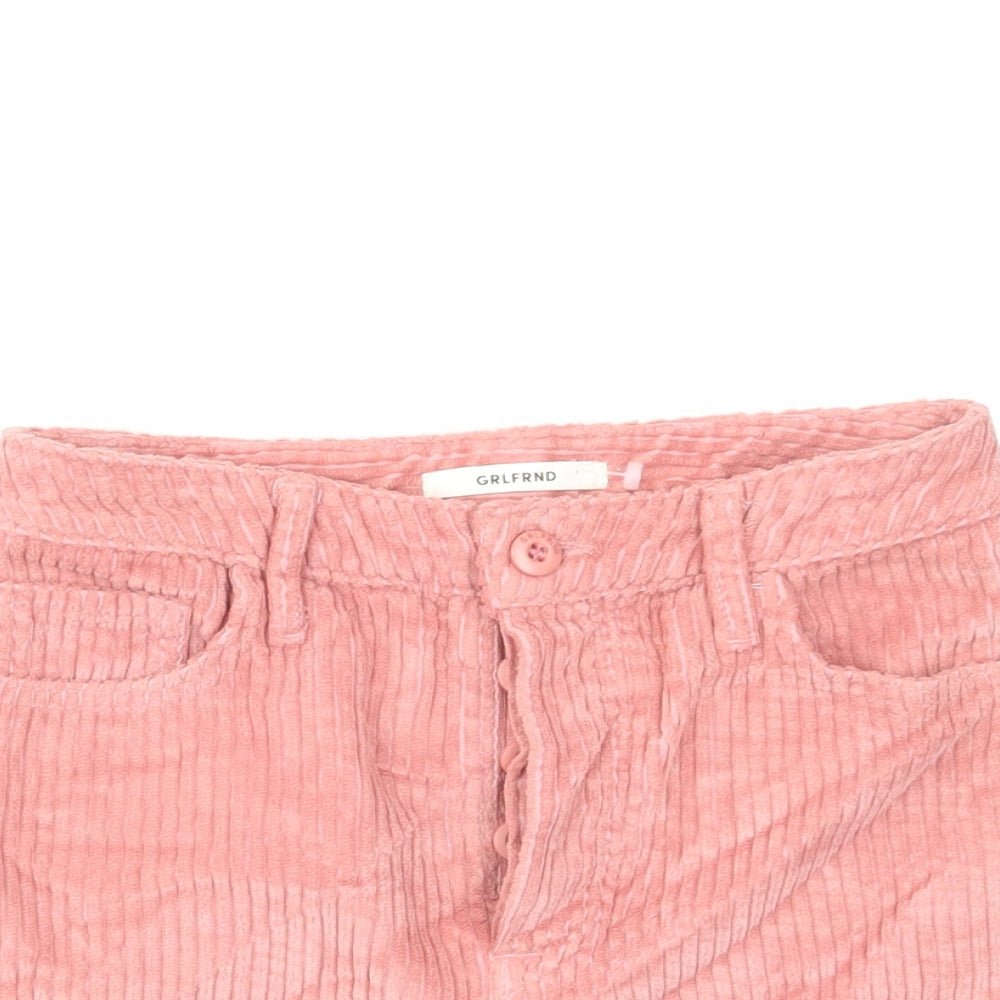 Grlfrnd Womens Pink Cotton Mini Skirt Size 26 in Button