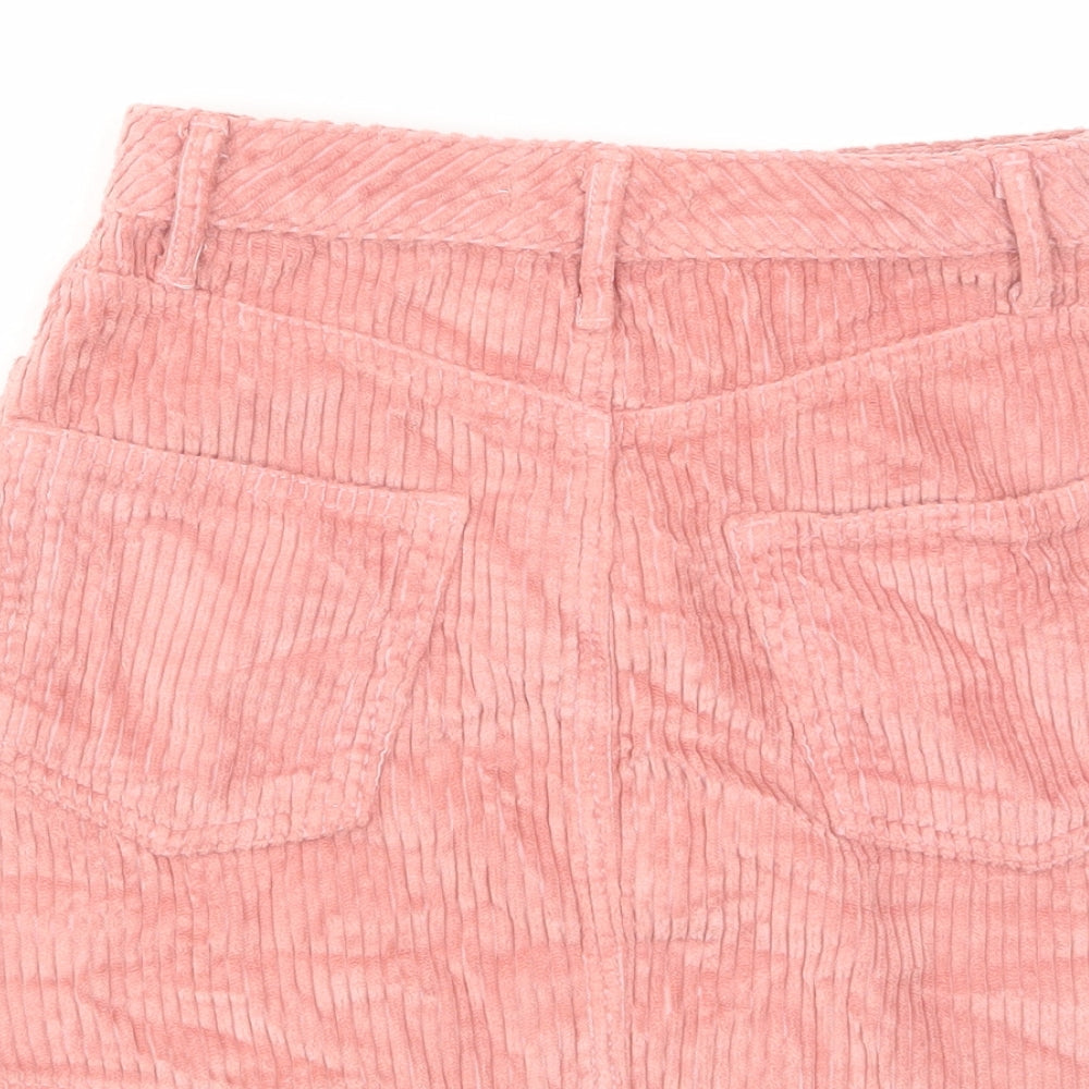 Grlfrnd Womens Pink Cotton Mini Skirt Size 26 in Button