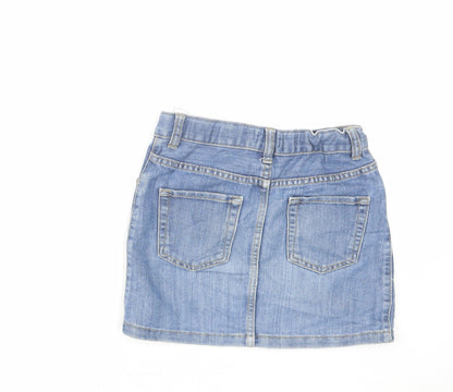 Est. 1989 Girls Blue Cotton Mini Skirt Size 10 Years Regular Zip