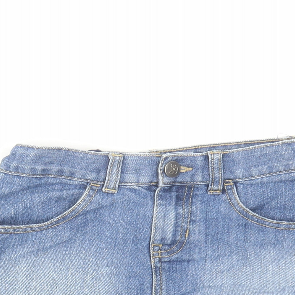 Est. 1989 Girls Blue Cotton Mini Skirt Size 10 Years Regular Zip