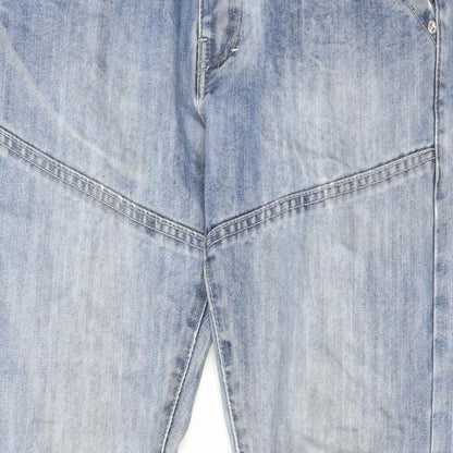 Ze Enzo Mens Blue Cotton Straight Jeans Size 32 in L31 in Regular Zip