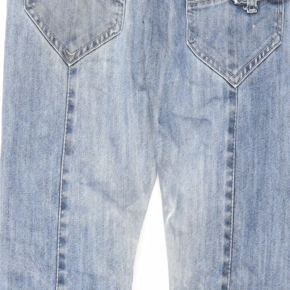 Ze Enzo Mens Blue Cotton Straight Jeans Size 32 in L31 in Regular Zip