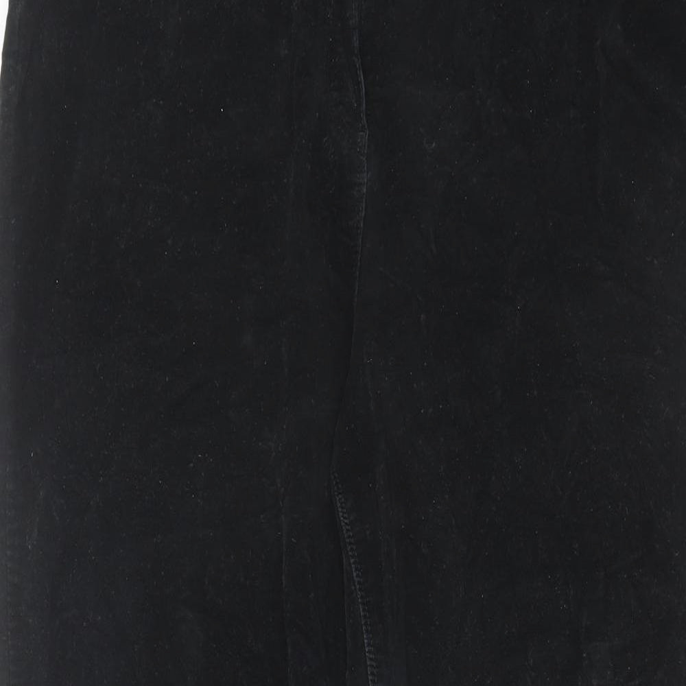 Classic Womens Black Cotton Trousers Size 16 L28 in Regular Zip