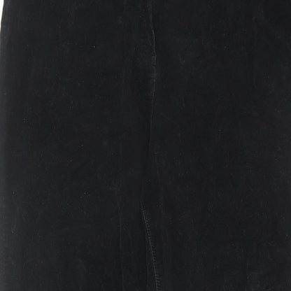 Classic Womens Black Cotton Trousers Size 16 L28 in Regular Zip