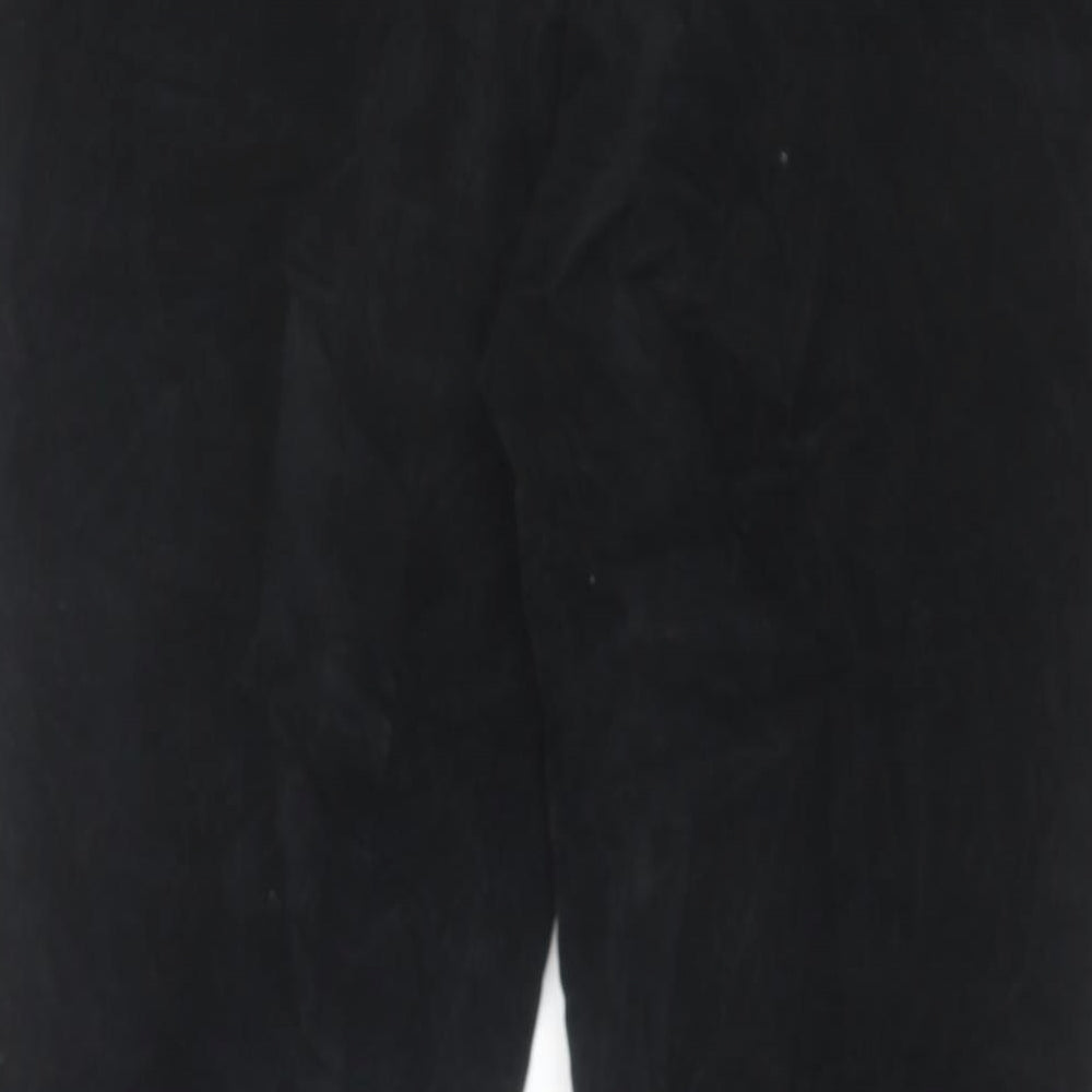 Classic Womens Black Cotton Trousers Size 16 L28 in Regular Zip