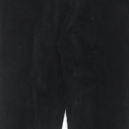 Classic Womens Black Cotton Trousers Size 16 L28 in Regular Zip