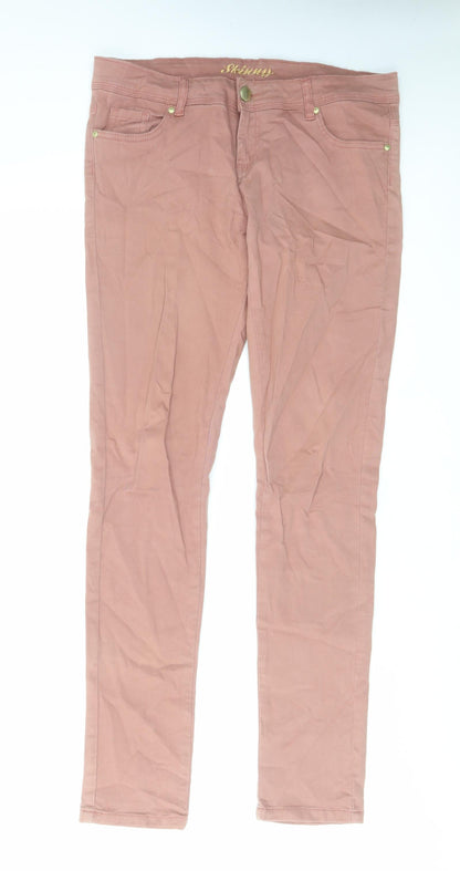 Denim & Co. Womens Pink Cotton Skinny Jeans Size 12 L32 in Regular Zip