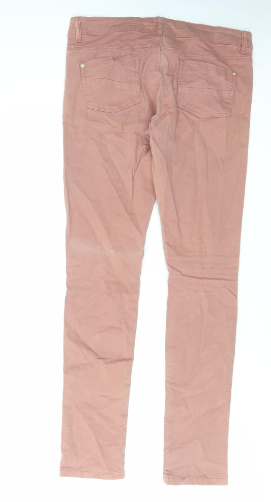 Denim & Co. Womens Pink Cotton Skinny Jeans Size 12 L32 in Regular Zip