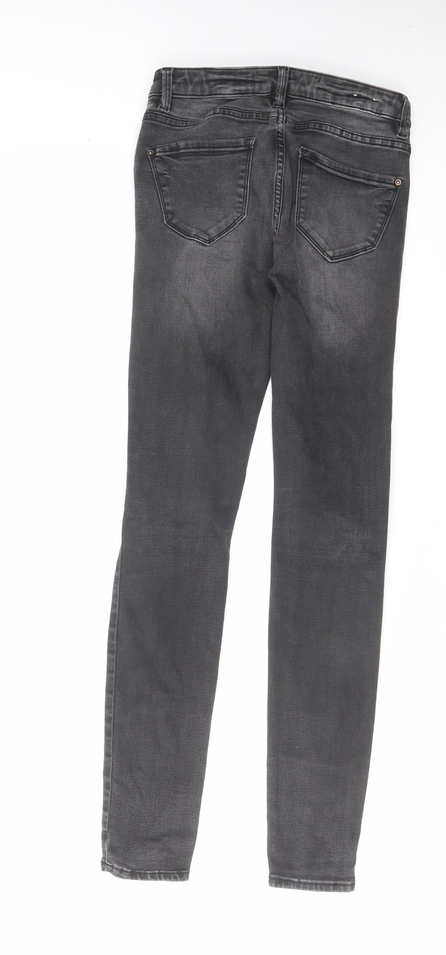 New Look Womens Grey Cotton Skinny Jeans Size 8 L31 in Regular Zip