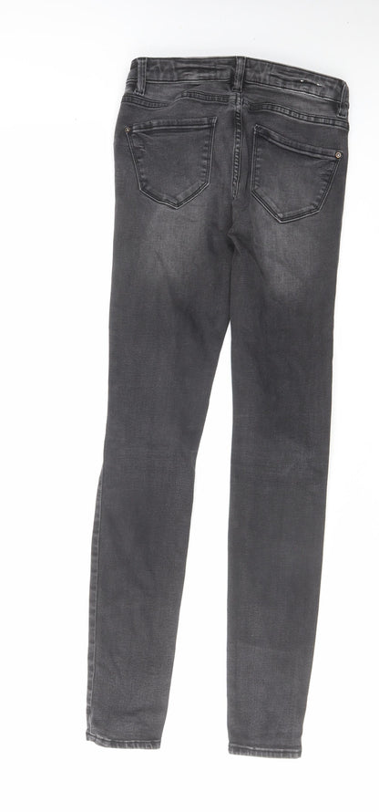 New Look Womens Grey Cotton Skinny Jeans Size 8 L31 in Regular Zip