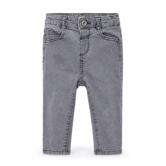 Mango Baby Grey Cotton Cropped Jeans Size 12-18 Months Button