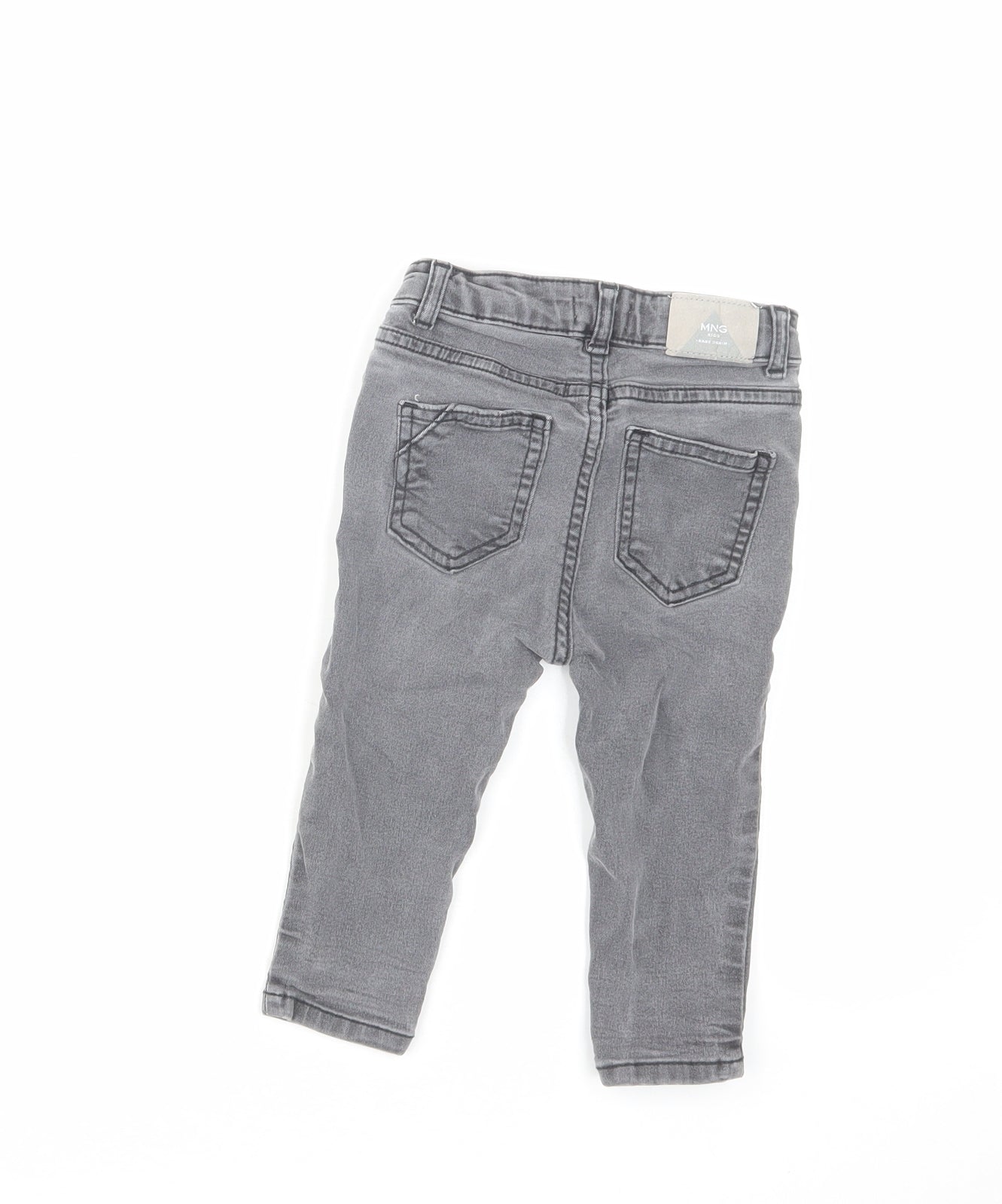 Mango Baby Grey Cotton Cropped Jeans Size 12-18 Months Button